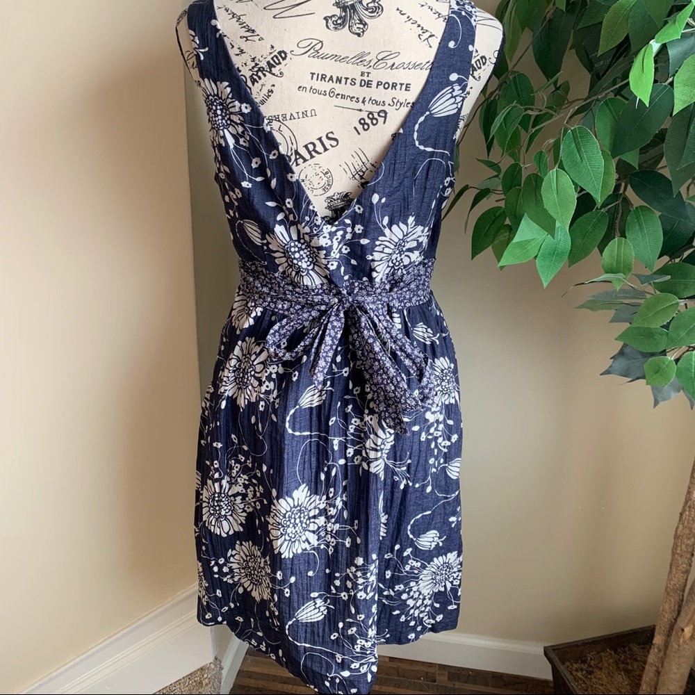 Forever 21 Sleeveless Blue White Floral Dress Sz L - Picture 6 of 9